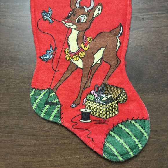 Vtg Rudolph the Red Nosed Reindeer Christmas Stocking Robert May Felt 80s Retro - Picture 4 of 9